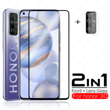 Load image into Gallery viewer, 2in1 full cover tempered glass for huawei honor 30 glass For Huawei Honor 30 5G screen protector camera lens glass
