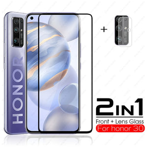 2in1 full cover tempered glass for huawei honor 30 glass For Huawei Honor 30 5G screen protector camera lens glass